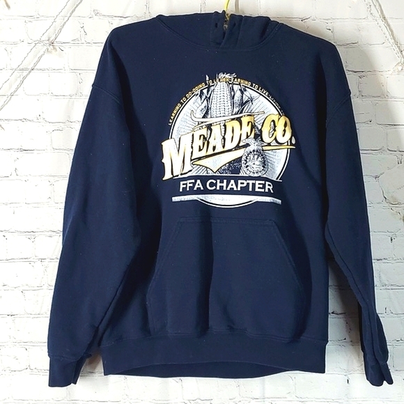 Gildan Tops - Meade County Kentucky FFA Farmers Navy Blue Pullover Hoodie Womens Size Medium